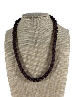Vintage Twisted Acrylic Eggplant Purple Seed Bead Choker Necklace Classic